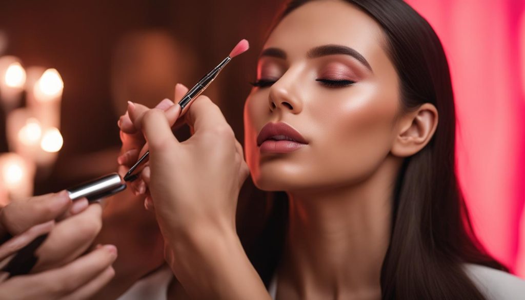 A practitioner carefully applying a precise technique to a relaxed client in a calm studio.
